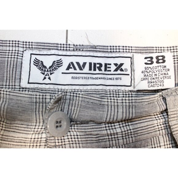 Mens AVIREX Shorts Sz: 38 Walking Outdoor Cotton Black Gray Plaid 4 Pockets - Picture 3 of 5